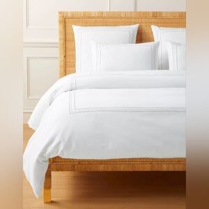 Soho Sateen Duvet Cover By Serena & Lily, White/ Fog, Queen Size